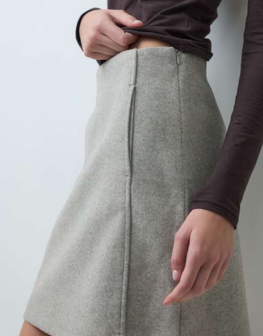 Vero Moda minirok met hoge taille en structuur in zilvergrijs, 3 van 5