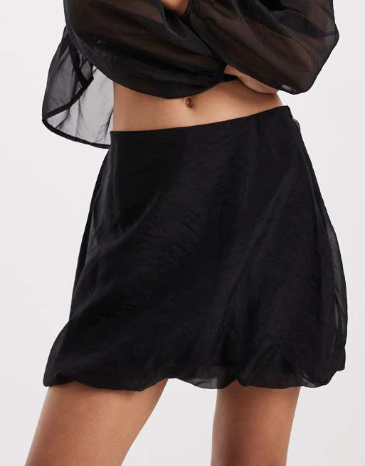 Vero Moda - Minirok van organza met pofzoom in zwart, deel van co-ord set, 2 van 5