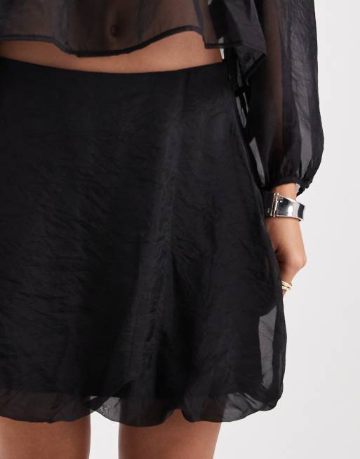 Vero Moda - Minirok van organza met pofzoom in zwart, deel van co-ord set, 5 van 5