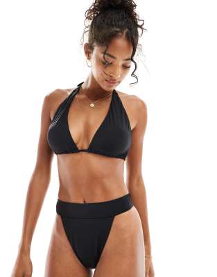 Vero Moda - Mix and Match - Bikinioberteil in Schwarz mit breitem Neckholder