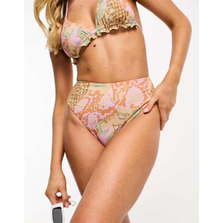 Snake print cheap high waisted bikini