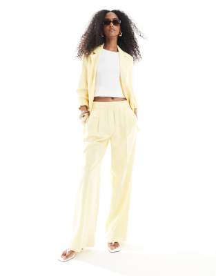Vero Moda - Mix and Match - Hose in blassem Bananengelb mit weitem Bein, Kombiteil