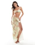[Vero Moda] Vero Moda Mix and Match large satin sarong in lime snake print-Multi One Size Pristine aop