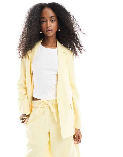 Vero Moda mix and match oversized blazer in pale banana - part of a set - view 1