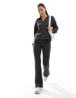 mix and match super soft polo top in black melange