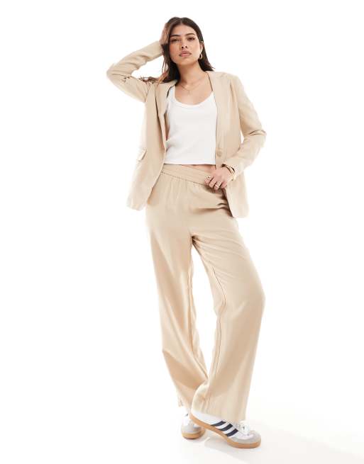 Vero Moda Mix and Match tailored wide leg pants in cream (part of a set)