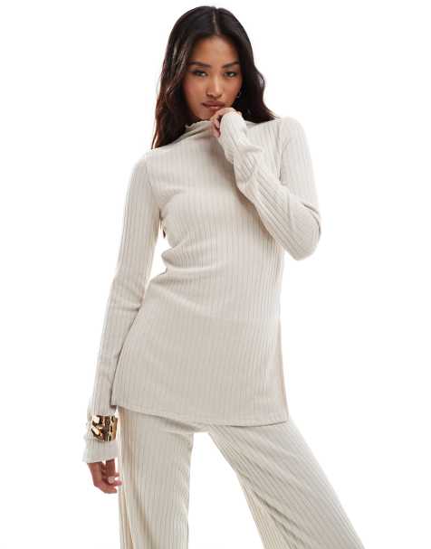 Vero Moda - Mix and Match - Top long d'ensemble en jersey côtelé - Taupe - view 1