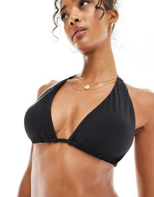 Shop Vero Moda Mix And Match Wide Halterneck Bikini Top In Black