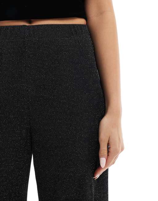Vero Moda - Mix en match - Broek met wijde pijpen in zwart glitter, 4 van 5
