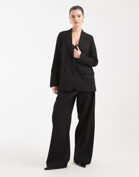 Vero Moda - Mix & Match - Coordinato nero sartoriale con blazer con bottoni, gilet con abbottonatura asimmetrica e pantaloni a fondo ampio - view 1