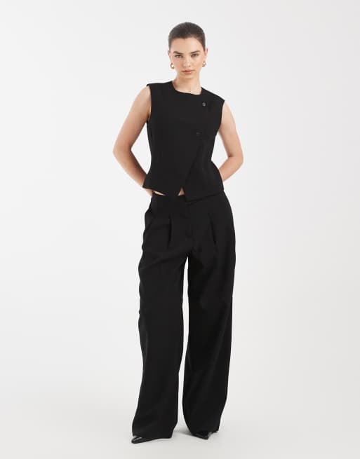 Vero Moda - Mix & Match - Gilet boutonné élégant coupe asymétrique - Noir, 2 de 4