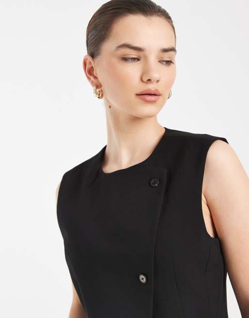 Vero Moda - Mix & Match - Gilet boutonné élégant coupe asymétrique - Noir, 4 de 4