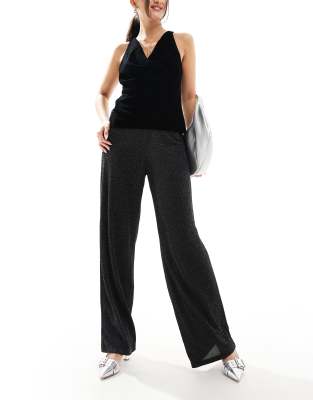 mix & match wide leg pants in black glitter