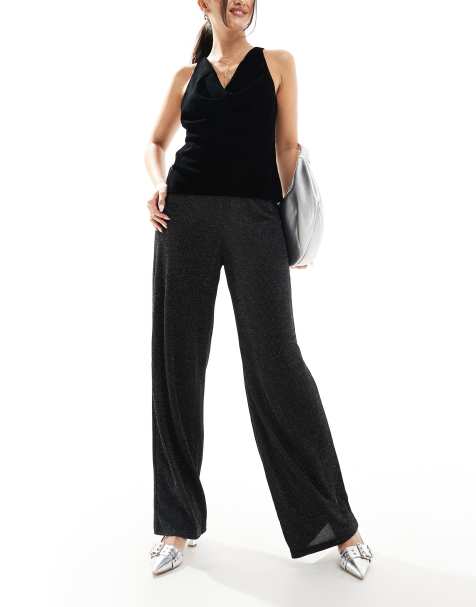 Vero Moda - Mix og match - Sorte bukser med vide ben og glimmer - view 1