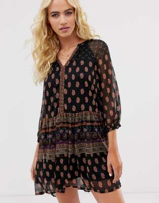 vero moda maxi smock dress in bold print