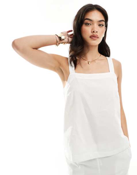 Vero Moda – Mixa och matcha – Vitt linne med fyrkantig ringning i bomull - view 1