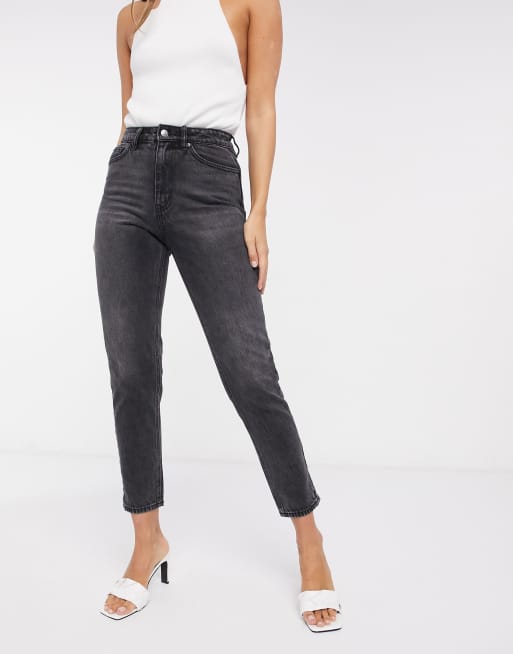 Vero Moda mom jean with high rise in washed black