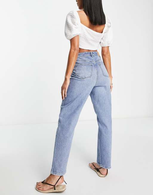 ヴェロモーダ Vero Moda Mom jeans in mid wash blue レディース-