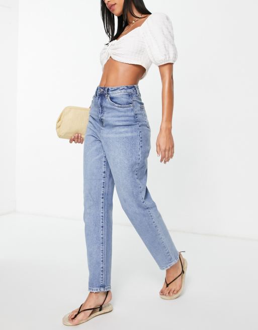 Vero Moda mom jeans in mid wash blue, 3 of 4