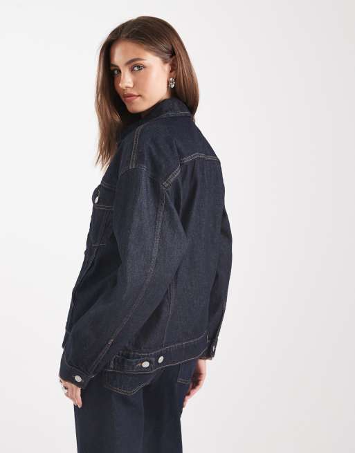 Vero Moda – Mörkblå jeansjacka i oversize, 4 av 4