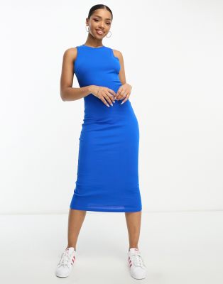 Vero Moda Mouwloze Bodycon Midi Jurk Van Jersey In Blauw Asos