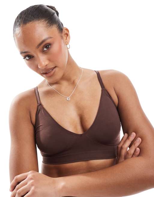 Vero Moda - Mouwloze bustier met diepe V-hals in koffieboon bruin 