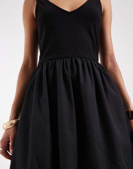 Vero Moda - Mouwloze maxi jurk van mix van jersey en popeline in zwart, 3 van 4