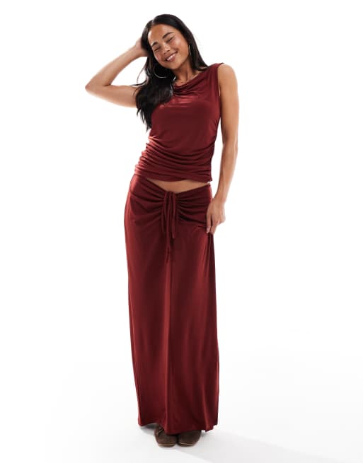 Vero Moda - Mouwloze top in bordeauxrood, deel van co-ord set, 2 van 4