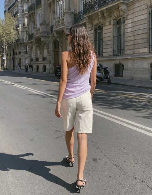 Vero Moda mouwloze top met één schouder en lange pasvorm in lichtroze, 3 van 3