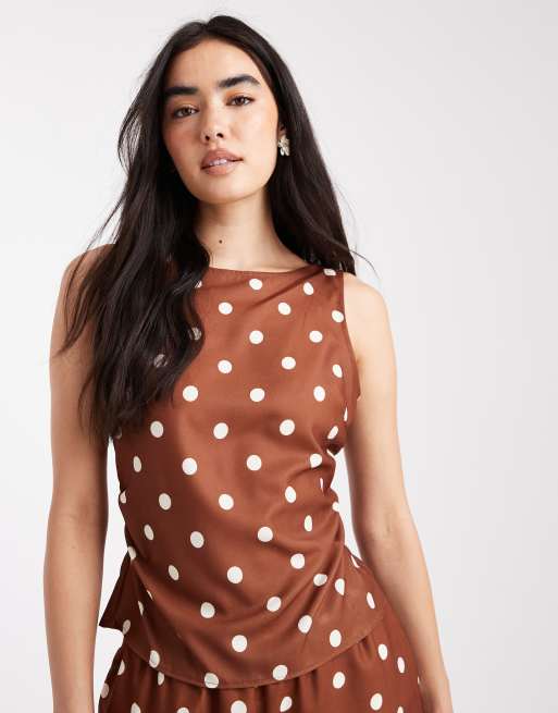Vero Moda - Mouwloze top met gestrikte achterkant en stippenprint, deel van co-ord set, 3 van 4
