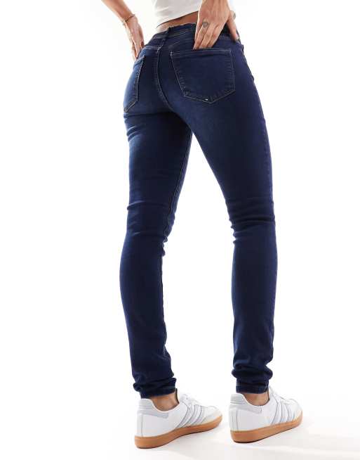 Vero Moda - Mørkeblå skinny-jeans i bomuldsblanding, 3 af 5