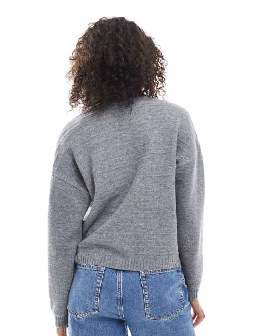 Vero Moda - Mørkegrå strikket cardigan med tekstur og bindebånd foran, 2 af 4