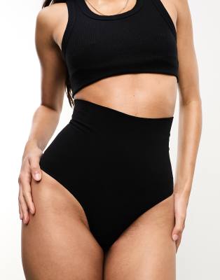 Vero Moda - Nahtloser Tanga in Schwarz mit hohem Bund