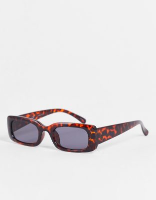 Vero Moda narrow square sunglasses in brown tortoiseshell