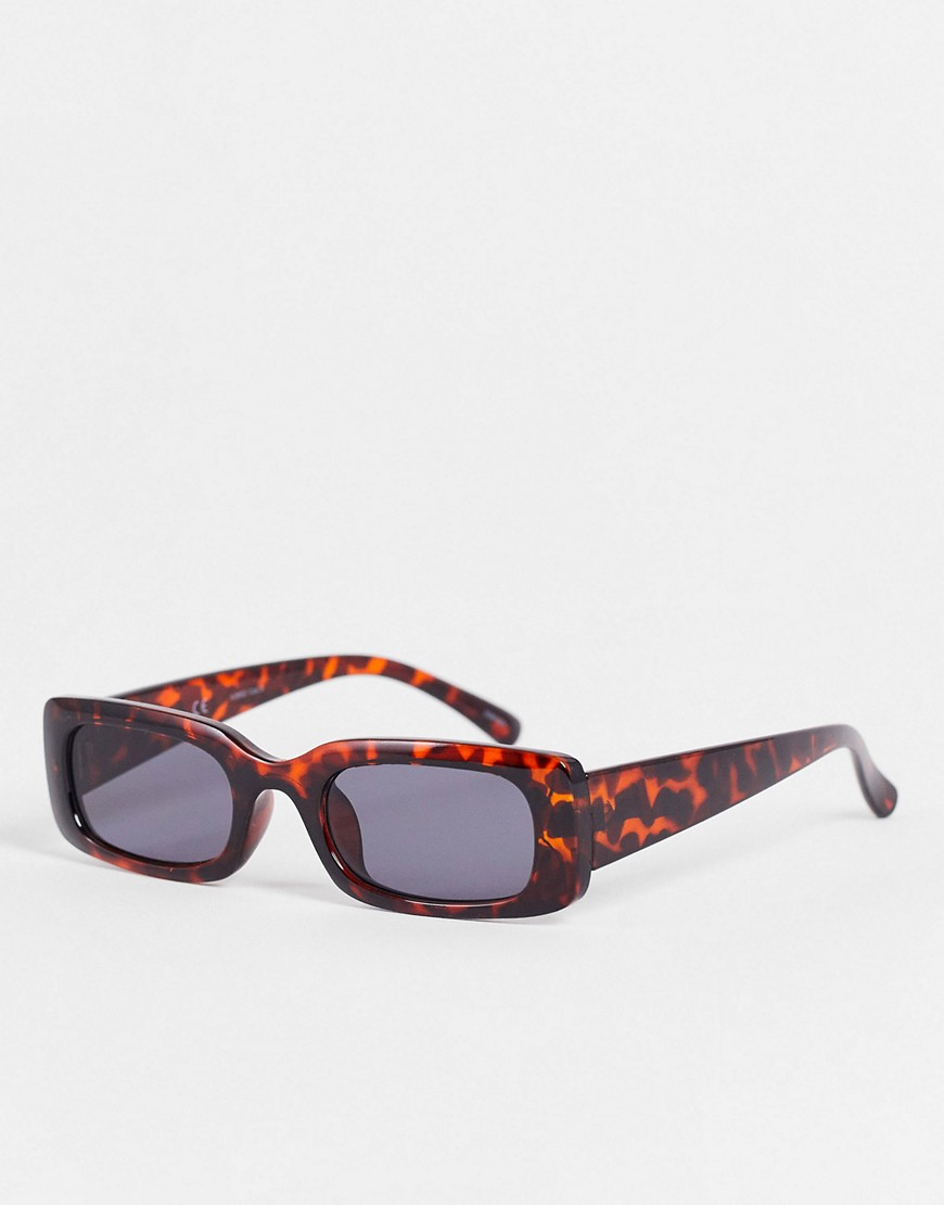 Vero Moda Narrow Square Sunglasses In Brown Tortoiseshell