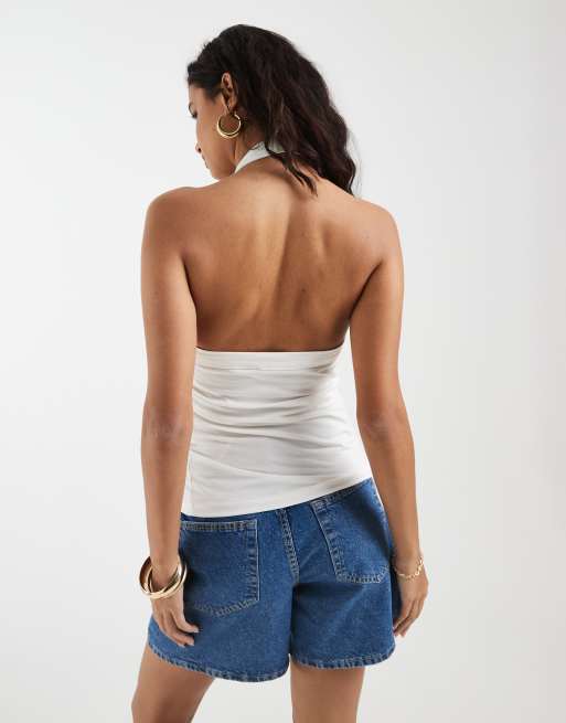 Vero Moda – Neckholder-Oberteil in Weiß aus glattem Jersey, 4 von 4