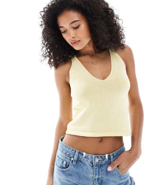 Vero Moda – Neckholder-Top aus Feinstrick in Buttergelb - view 1