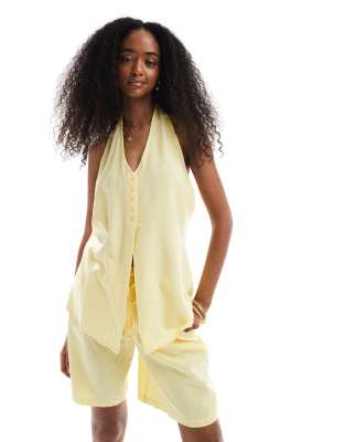 Vero Moda - Neckholder-Weste in Blassgelb, Kombiteil