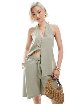 Vero Moda - Neckholder-Weste in Seegrasgrün, Kombiteil