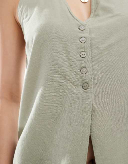 Vero Moda – Neckholder-Weste in Seegrasgrün, Kombiteil, 3 von 4