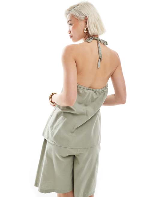 Vero Moda – Neckholder-Weste in Seegrasgrün, Kombiteil, 4 von 4