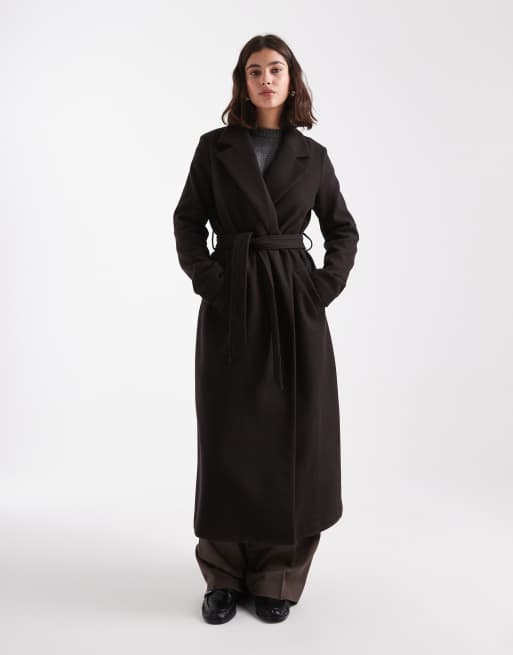 Vero Moda - Nette maxi jas met ceintuur in chocoladebruin, 3 van 4