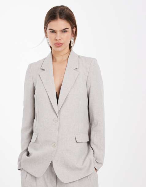 Vero Moda - Neutral skræddersyet blazer i hørblanding - Del af sæt - view 1