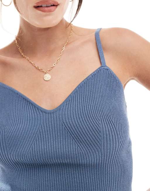 Vero Moda – Niebieski krótki top z bardzo miękkiej dzianiny, 4 z 4