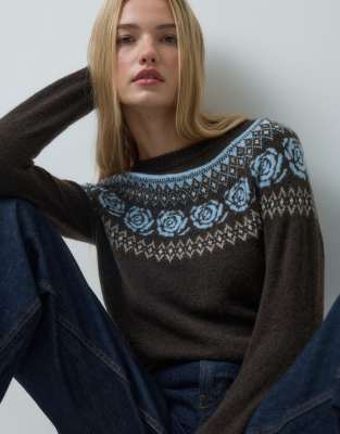 Vero Moda Nordic-style Knitted Sweater In Brown