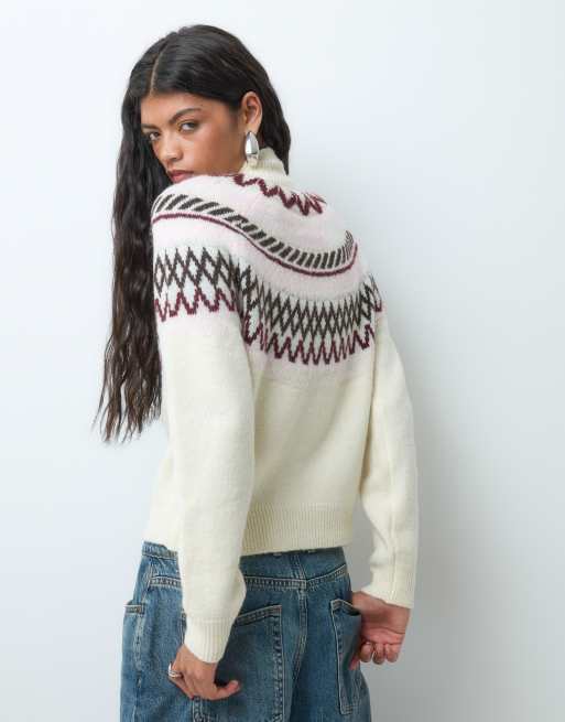 Vero Moda Norwegerpullover mit Stehkragen in Cremeweiß, 4 von 5