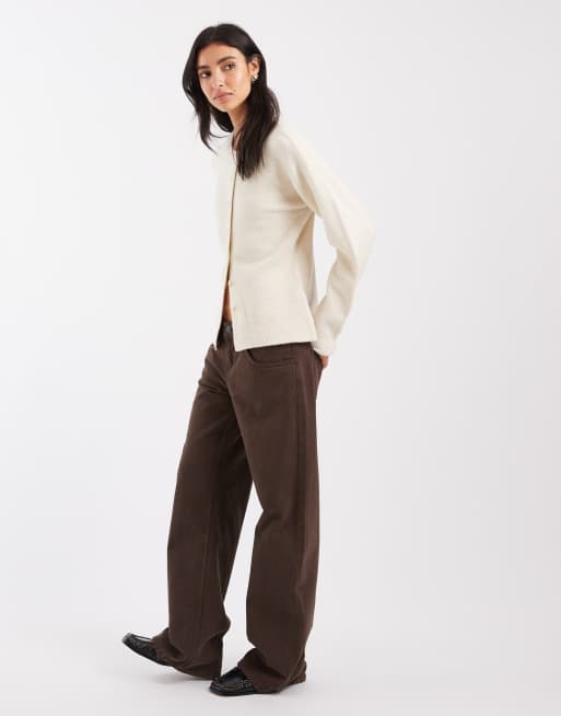Vero Moda o-neck cardigan with cinched waist in cream, 2 of 4