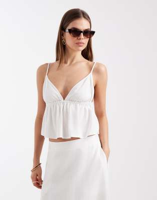 Vero Moda - Oberteil in Weiß mit Leinen-Haptik und Camisole-Trägern, Kombiteil