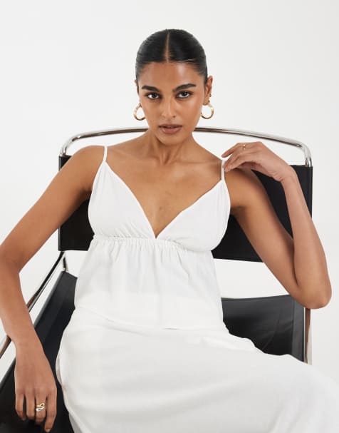 Vero Moda – Oberteil in Weiß mit Leinen-Haptik und Camisole-Trägern, Kombiteil - view 1