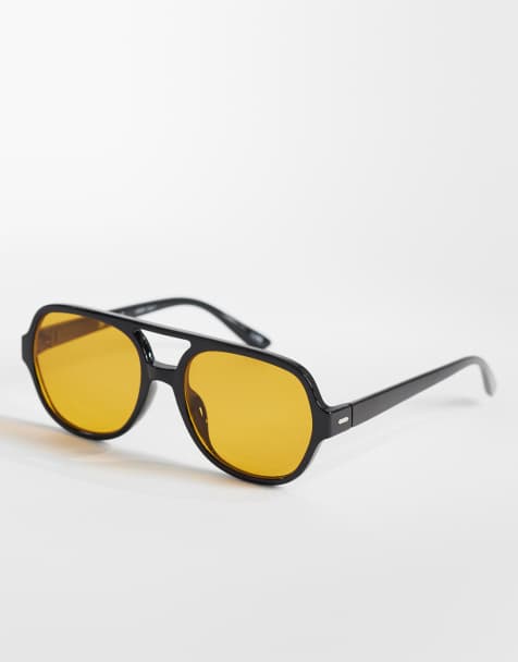 Vero Moda - Occhiali da sole stile aviatore rétro neri con lenti arancioni - view 1